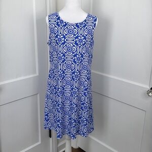 Jude Connally Dress Womens Large Beth A-Line Sheath Blue Resort Travel Stretch